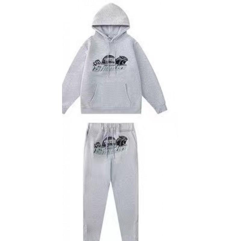 Streetwear Hooded Sweatshirt Set Loose Fit Embroidery Winter Casual Top Youth