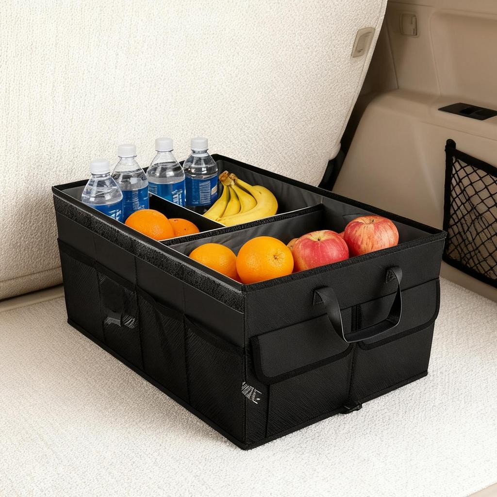 60 L Portable Folding Car Trunk Storage Box 600D Oxford Cloth Multifunctional Car Trunk Storage Box With Partition And Handle