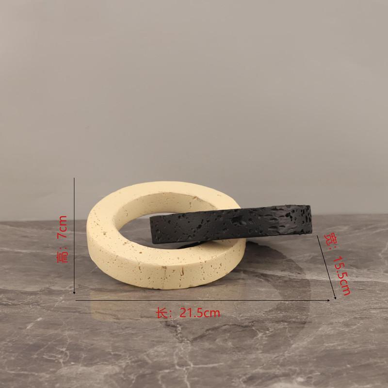 Black and White Marble Circular Knot Statue, Desktop Decoration, Creative Rope Knot Sculpture, Home Decoration Ornaments