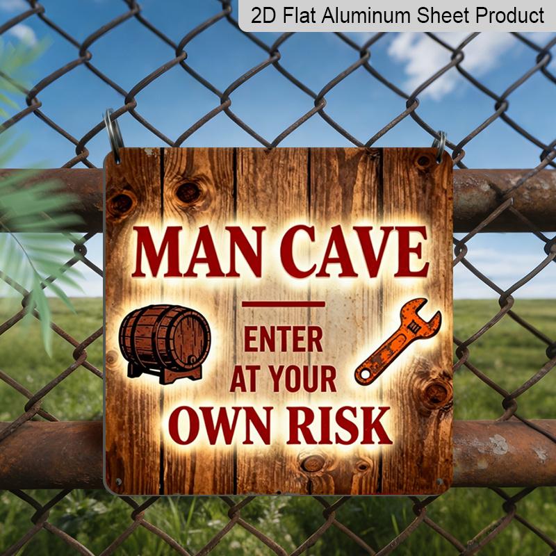 

2D Flat - 1pc, Outdoor Plaque & Wall Decoration, Man Cave Entrance Sign, Garage Wall Art, Bar Decor, Workshop Ornament, Rustic Industrial Style 20*20cm