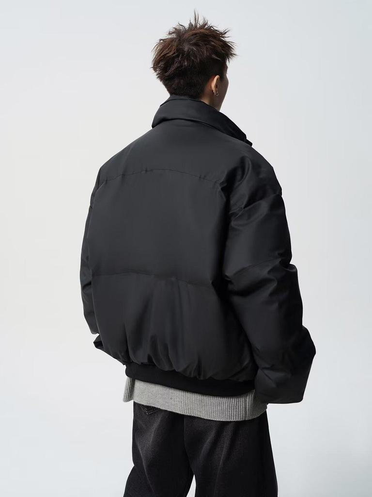Men's American-Style Winter Warm Cotton Jacket, Loose Fit, Short PU Leather, Padded, Niche Design.