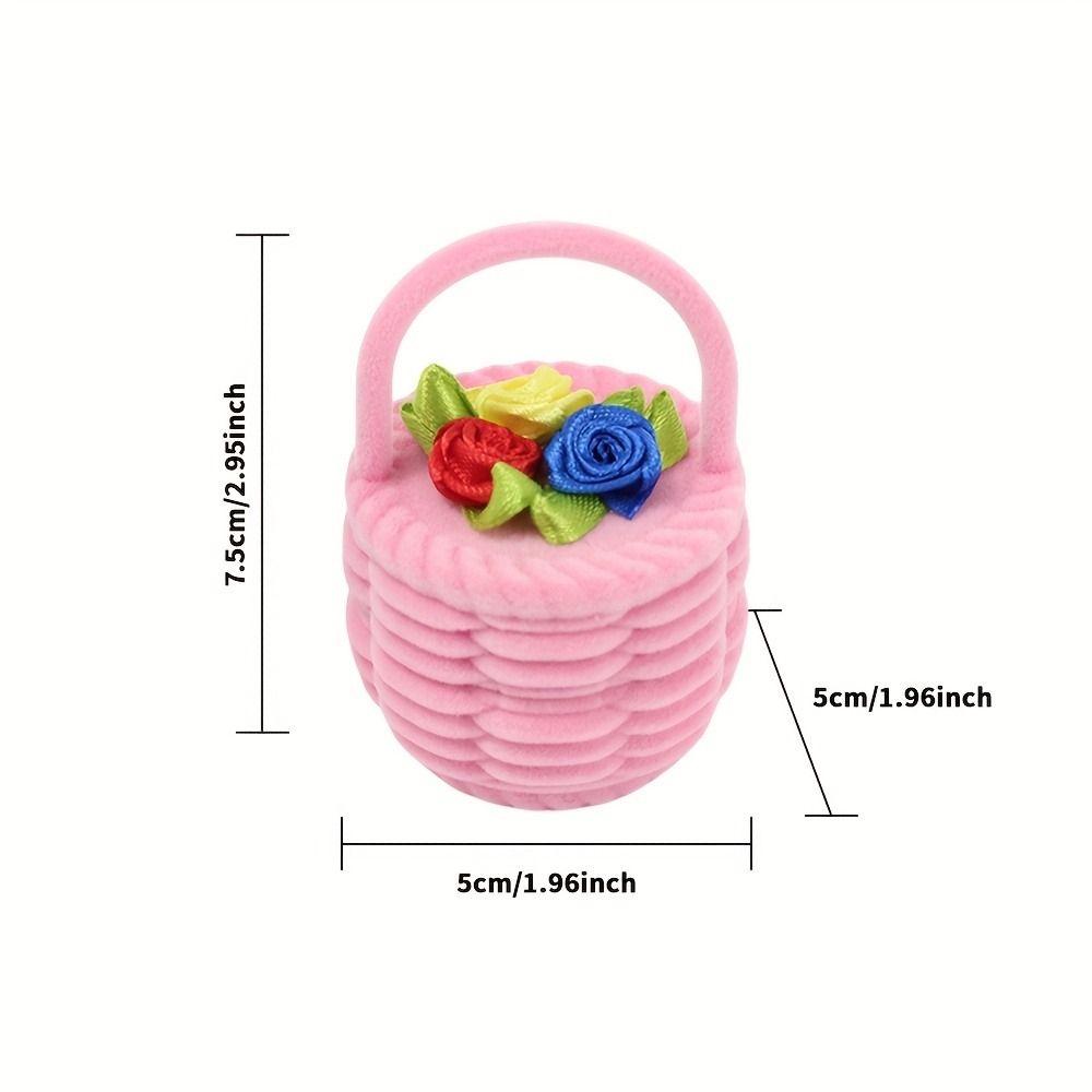 Cute Design Flower Basket Ring Box Velvet Material Ring Box Case Jewelry Ring Box Jewelry Display