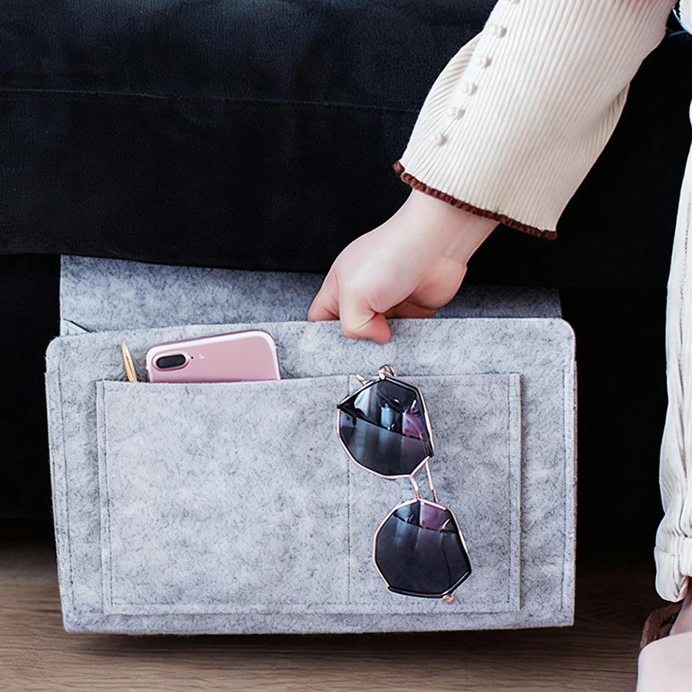 Bolsa de Armazenamento de Feltro para Cabeceira Bolsa de Cama Mesa Bolsa de Sofá Organizador de Controle Remoto TV Suporte de Cama Bolsos