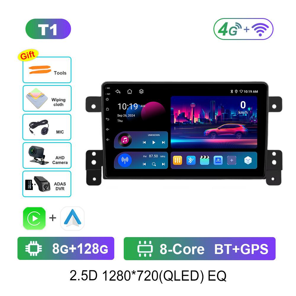 Car Video Multimedia Player DSP Stereo 2.5D Screen for Suzuki Grand Vitara 3 2005 - 2015 Navi GPS Android 14 WiFi BT Head Unit