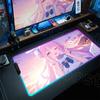 RGB Blue Archive Kawaii Misono Mika Mousepad PC Gaming Accessories Desk Mat Non-Slip Rubber Cool Light LED Office Work Mousepad