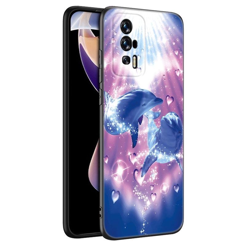 Animal Dolphin Black Silicone Phone Case For Xiaomi Redmi 7A 8A 9A 10A 11A 9C 10C 12C 13C 11 Prime A1 A2 Plus 12 4G Note 9T 12R