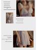 Guiruo Silver Padded Lingerie Set - Sexy Plus Size Camisole Nightgown & Robe 4419