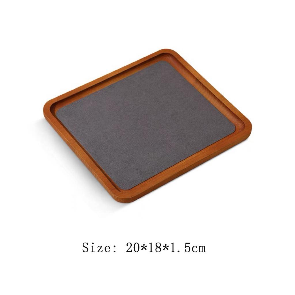 HeMu Wooden Microfiber Velvet Cloth Multi-purpose Rounded Corner Empty Tray Viewing Pallet Jewelry Display Storage Tray