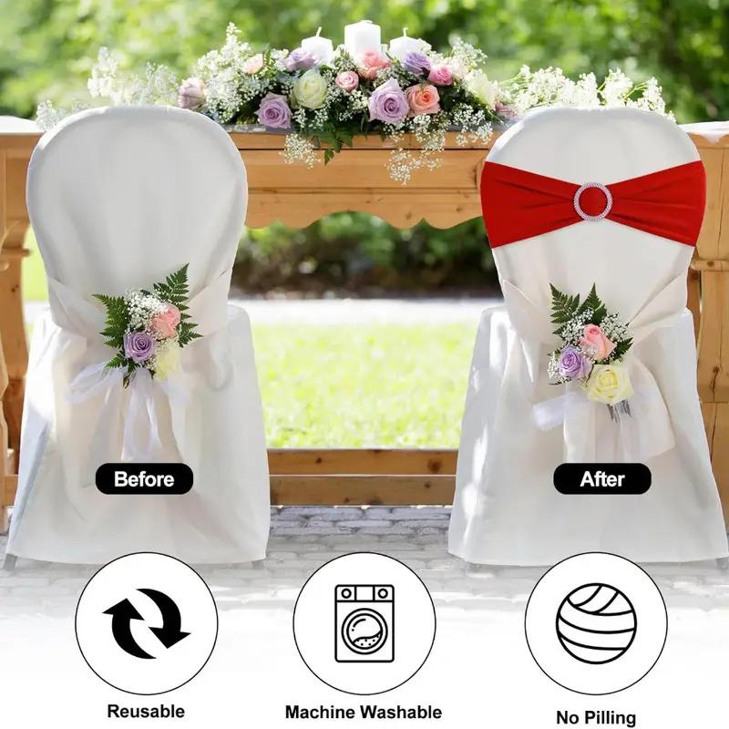10PC Chair Back Straps Reusable Party Decorations Restaurants Solid Banquets Universal Weddings