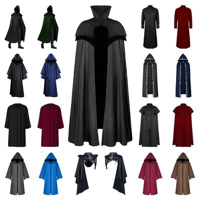 Halloween Ball Dres Up Death Plášť Středověký plášť s kapucí Kouzelný čaroděj Robe Party Cosplay