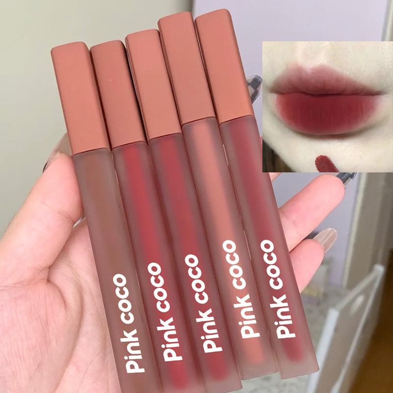

Pinkcoco Lip Cream: Matte Non-Stick Lipstick with Soft Mist Marshmallow Finish, Moisturizing Niche.