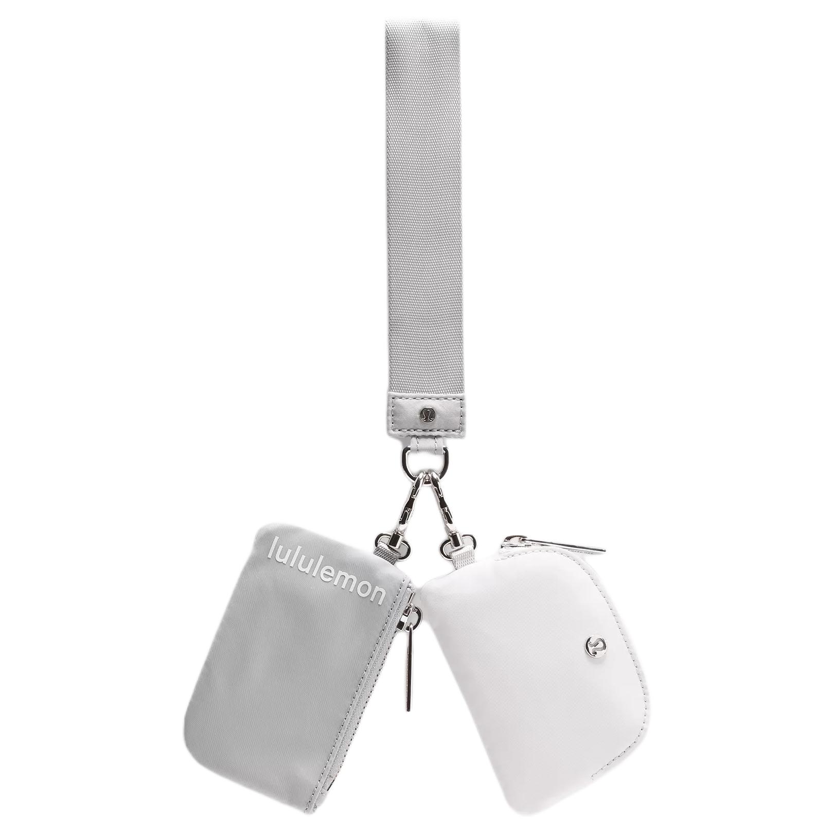 Lululemon Dual Pouch Wristband Fashion Casual Zipper Wallet Clutch Women wallets Silver White LW9EWOS-063491 Silver & White