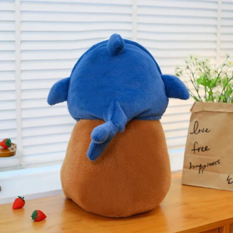 Shark Headgear Capibara Plush Toy Soft Stuffed Cartoon Capybara Plush Doll Simulation Shark Fluffty Animals Doll Toys Kid Gift