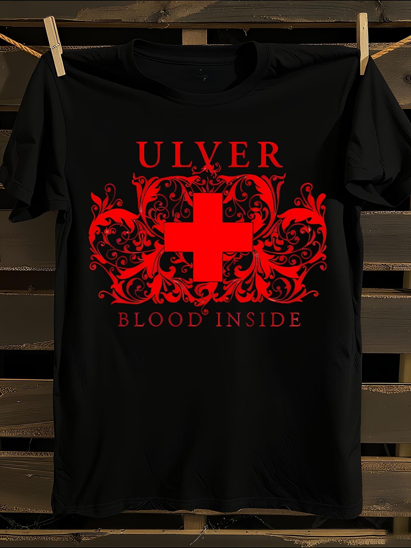 Ulver Blood Inside Gothic Lettering and Red Cross Design ... XXL