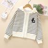 Stylish Striped Girls Jacket Spring Autumn Versatile Outerwear For Big Kids Fashionable Top