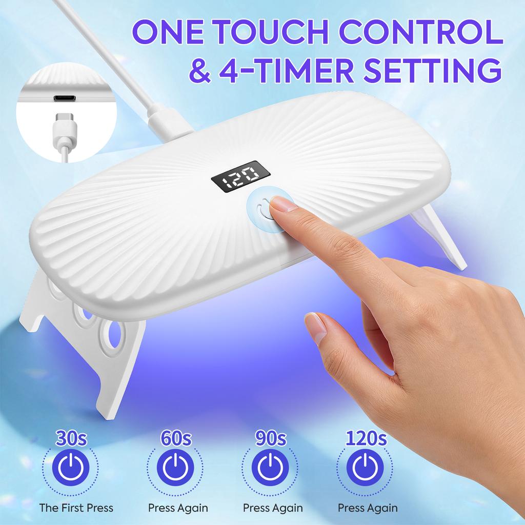 DianaBeauty UV Led Nail Lamp Handheld Nail Dryer with 4 Timer Settings and Foldable Holder 12 LEDS Portable UV Lamp for Manicure