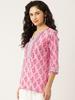 Pink Printed Sequinned Pure Cotton Kurti