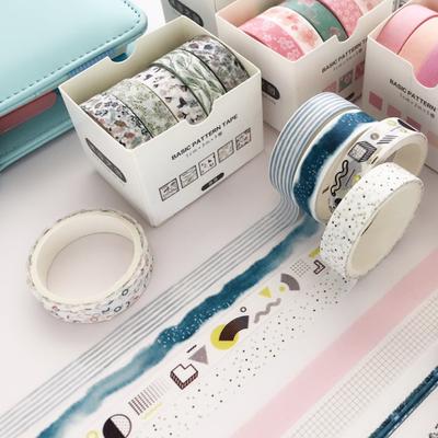 5Pcs/Set Washi Tape Cute Grid Adhesive Solid Color Basic Style Masking Tape For Stickers Scrapbooking DIY Photo Album Diary