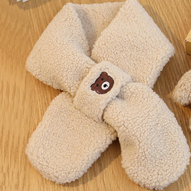 New Fleece Baby Scarf Gloves Children Winter Cute Bear Warm Mittens Scarves Student Full Finger Gloves Knitted Kids Gloves