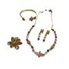 Niche High-End Zircon-Encrusted Flower Collarbone Chain Versatile Fashion Copper-Plated Real Gold Jewelry Necklace Earrings Set