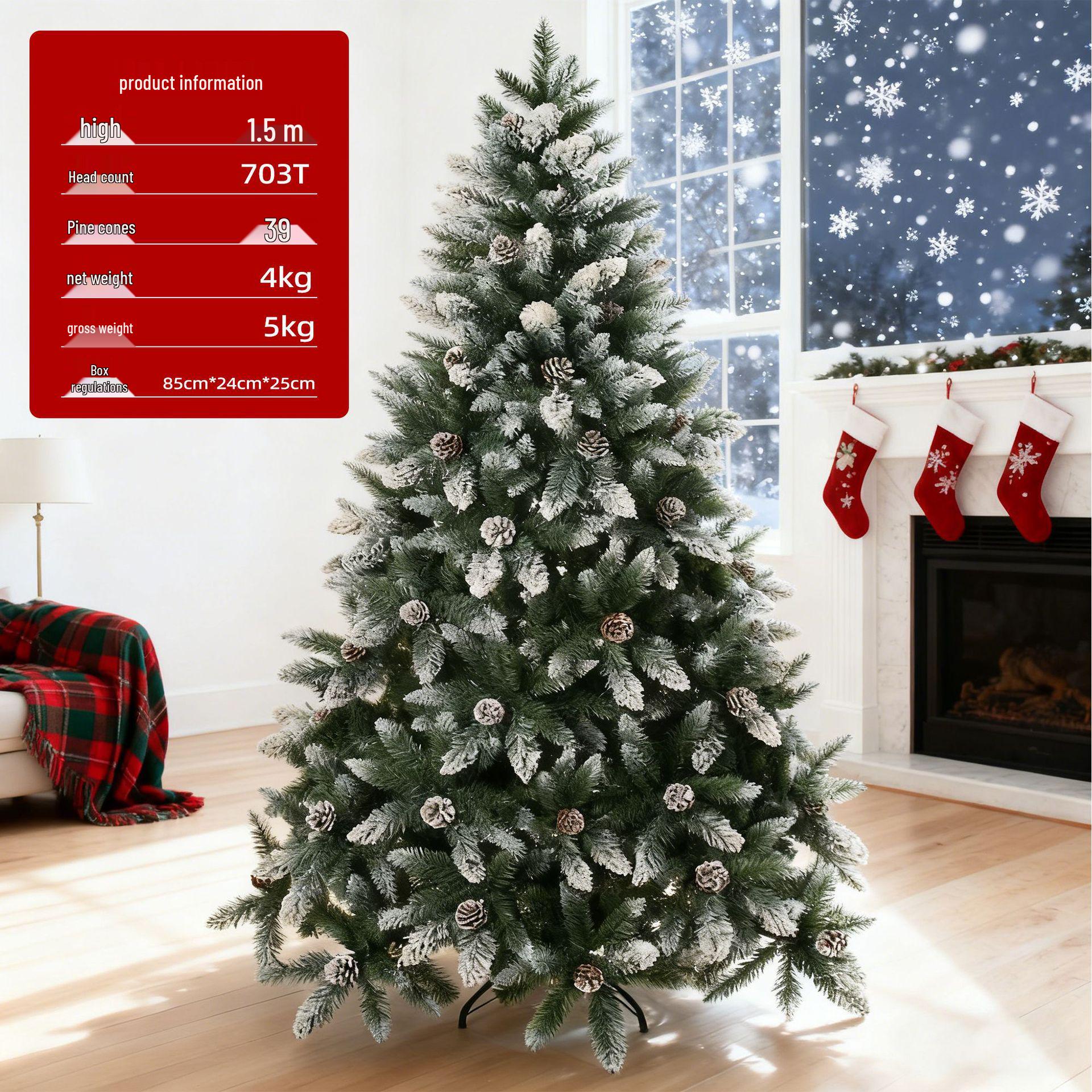 New Dense PVC Flocked Snow Christmas Tree with Ornaments