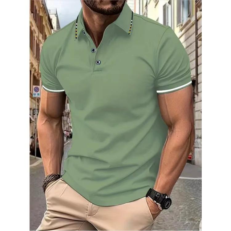 

Чоловіча нова сорочка поло Футболка літня чоловіча з коротким рукавом міжколірний відворот S армія зелений колір