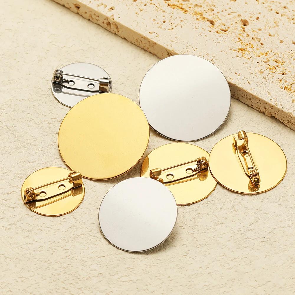 10pcs Stainless Steel 15mm 20mm Brooches Base Blank Tray Cabochon Cameo Settings for DIY Jewelry Findings Clothes Decoration