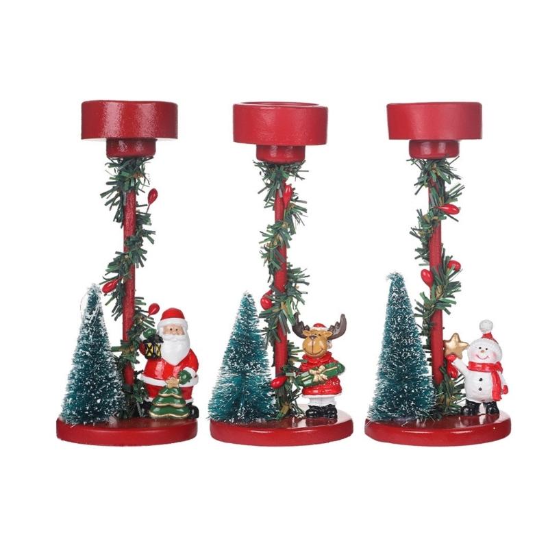 Elegant Christmas Themed Candle Holder Resins Constructions Candle Stand for Home and Office Decoration