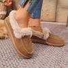 2025 Winter New Round Head Fluffy Shoes Retro Fashion Versatile Foreign Style Flat Bottom Velvet Thickened Cotton Shoes Women