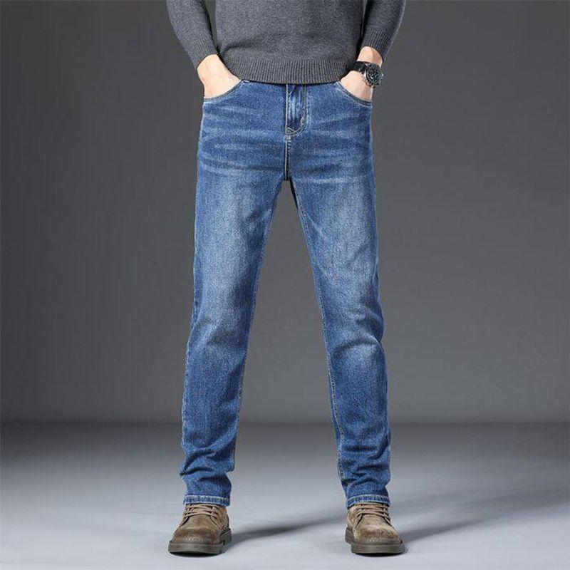 Foreign Trade Surplus Spring and Autumn New Style Gray Retro Jeans for Men, Heavyweight Straight Loose Fit, Stretchy, Cool Casual Long Pants