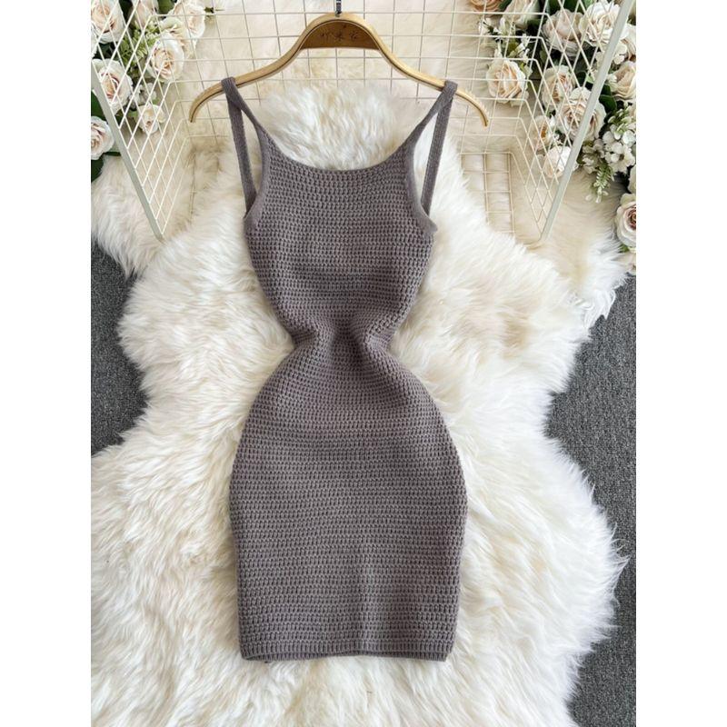 Pure Desire Sexy Sexy Knitting Sling Dress Women's Summer New Arrival Silm Slim Looking Sheath Bottom Sleeveless Skirt