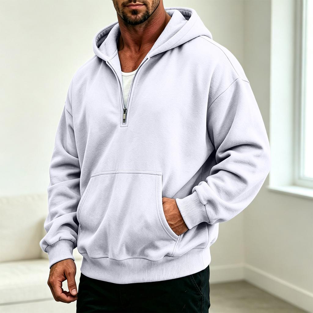 Herren Freizeit Kapuzenpullover mit Vierteltasche für den Alltag