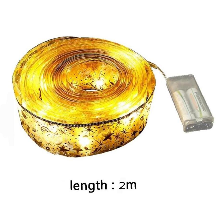 1Pcs 2M Light Strip Double Layer Fairy Light Strings LED Christmas Ribbon Bows
