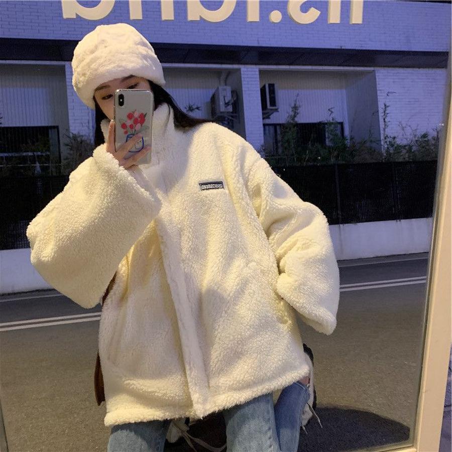 

Флисовое пальто из овечьей шерсти Женское Зимне-осенний сезон Универсальная хлопковая куртка Студенческий новый стиль Инс Hongfeng Флисовый толстый топ Трендовый M