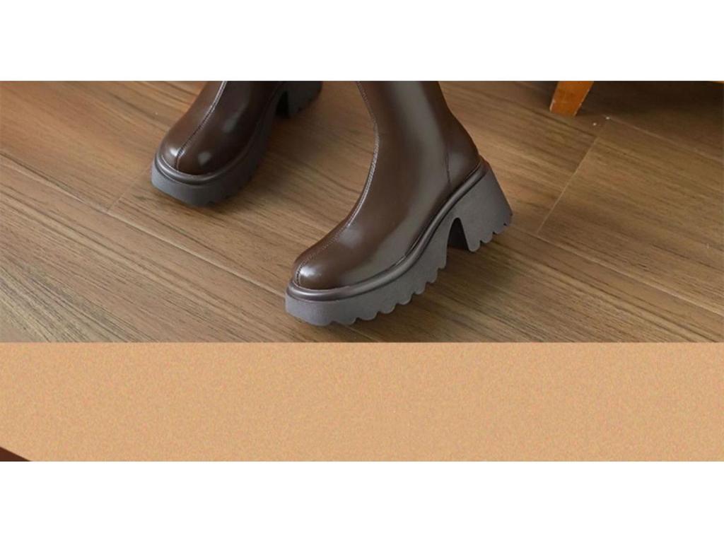 Dam 2025 Fleecefodrade Stövelstövlar med Tjock Sula som Går Över Knäet för Smala Vader - Mångsidig & Varm Höst/Vinterstil