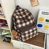 Schoolbag Japanese retro schoolbag college student fashion backpack plaid backpack simple large capacity high school computer