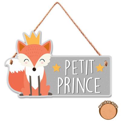 [A0707] - Placa de madera naranja-gris 'El Principito' - 20x12. 5 cm