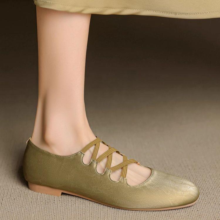 Grandma shoes cross strap ballet shoes women's 2025 new summer fashion women's shoes flat Mary Jane single shoes
