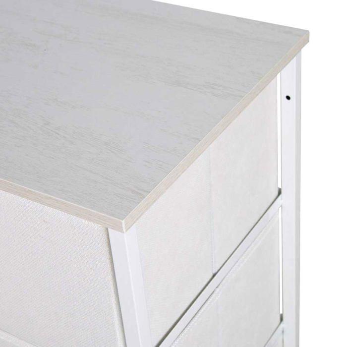 Commode polyvalente 6 tiroirs - AKTIVE - 80x30x62 cm - Blanc - Tiroirs en tissu léger - Structure en acier