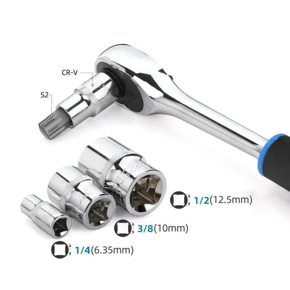 32pcs Hexagonal Bit Socket Set With 5/64-turn, 3/4-turn, And 2-turn 19mm Bit Sockets, Torque Wrench Adapters Hand Wrench Socket
