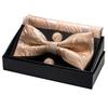 [JEMYGINS] [Jemygins Men's Bow Tie, Gold Silk, Paisley Pattern, Formal, Business, Wedding, Gift, Cufflinks, Handkerchief Set (13)]