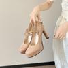 10cm Size 35-42 Sexy Thick-soled High Heels Dress Model Party Wedding Bride Shallow Toe Patent Leather Platform Shoes
