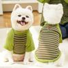 Autumn Winter Pet Clothes Dog Cat Striped Base Layer Shirt Warm Outfit with Leash Ring for Small Dogs Teddy Bichon
