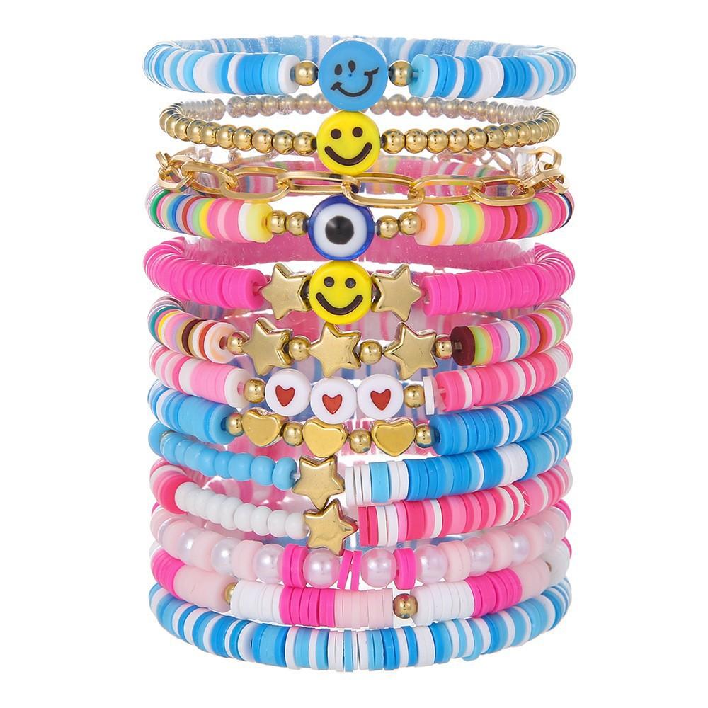 Mixed Color Elastic Soft Pottery Bracelet Love Tai Chi Yin Yang Soft Pottery Bracelet Friendship Couple Stacked Bracelet