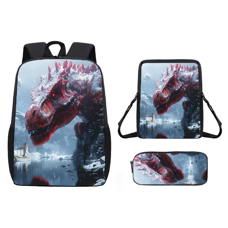 Dinosaur Animal Print Children School Backpack With Durable Oxford Material