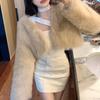 2024 Autumn Vintage Fox Fur Short Coats Women Winter New Fashion Long Sleeve Plush Jackets Women Tops Elegant Loose Soft Warm Female Jacket Coat 25320