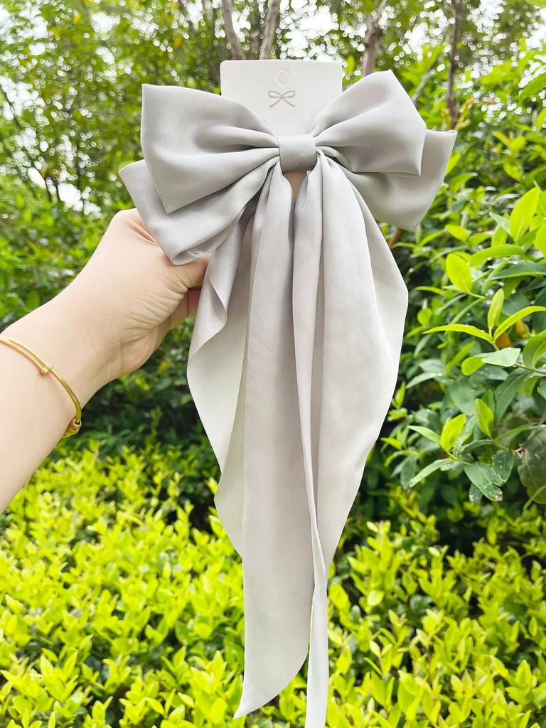 New Elegant Bow Ribbon Hair Clip Women Fashion Solid Bowknot Satin Hairpin Barrettes Girls Ponytail Clip Hair Accessories