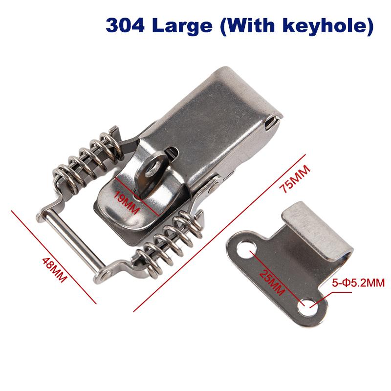 Silver Stainless Steel 304 Toolbox Locking Latch Hasps Metal Toggle Catch Clasp Box Loaded Hinges Furniture Hardware Accessories