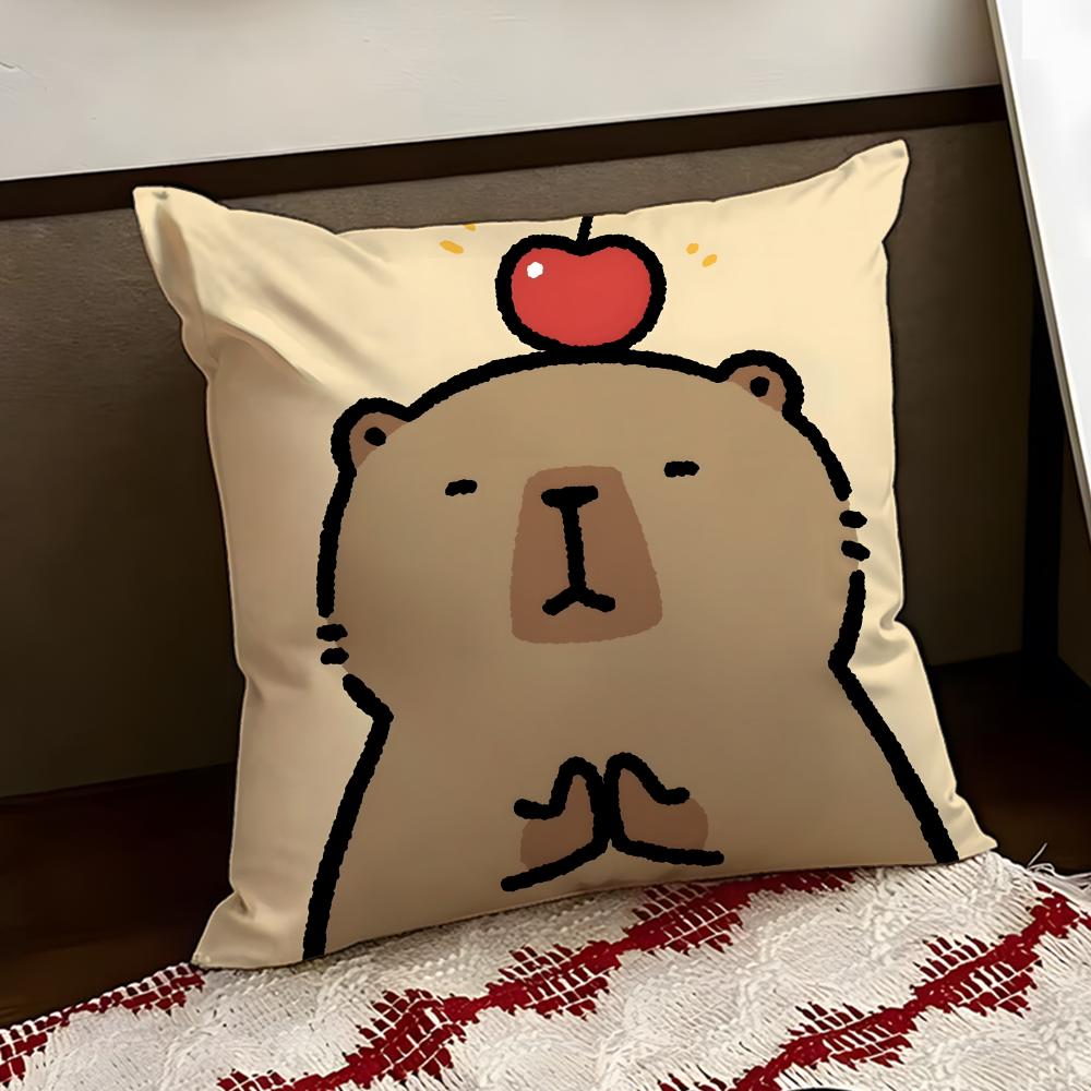 Cute CCapybara Cushion Cover Reversible Soft Durable Pillow Cover Home  Car MultiScene Use for Daily Comfort