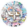 50-Pack Trendy Waterproof Airplane Stickers for Suitcases & Laptops